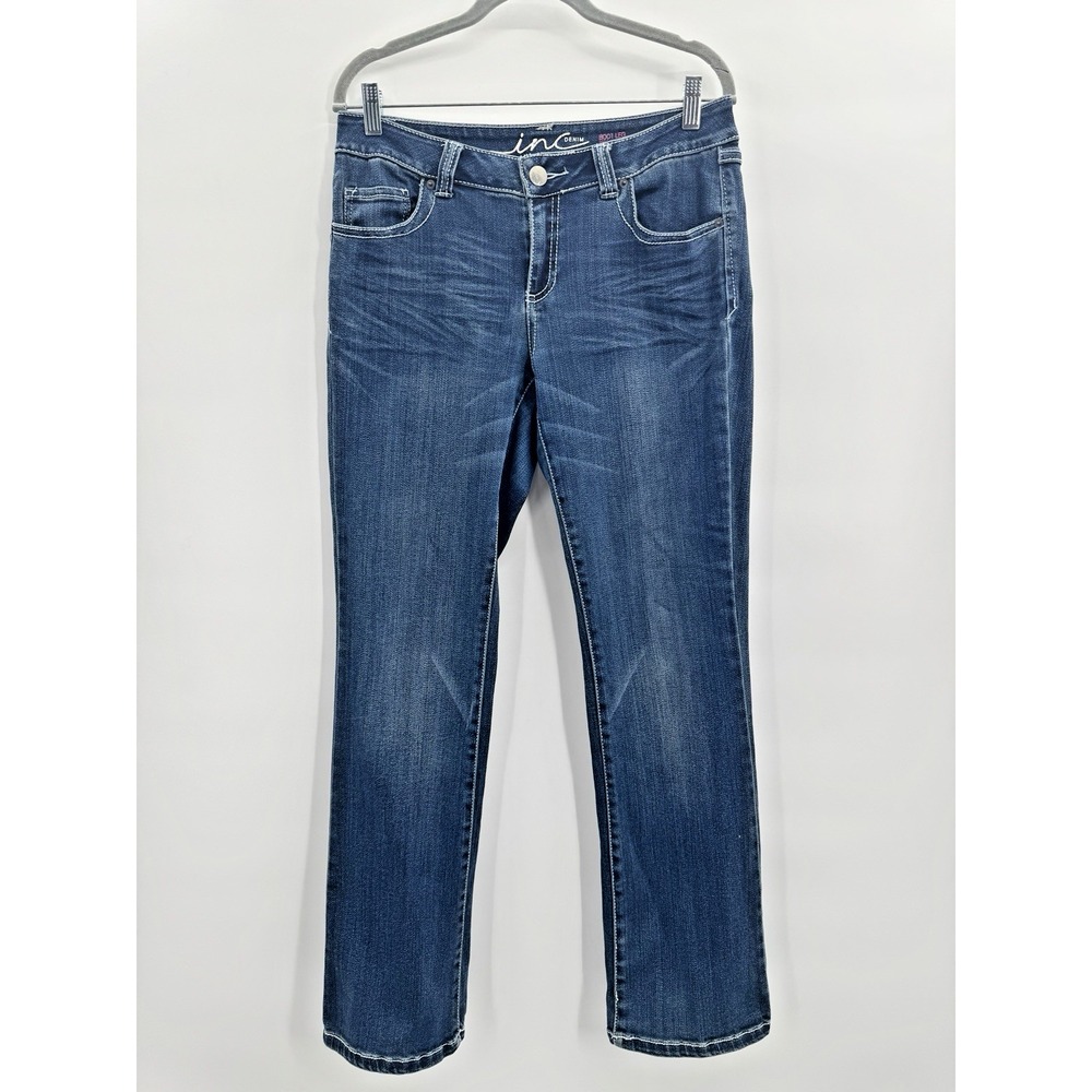 VTG 90s Y2K Denim Boot Leg Jeans 10 S Mid Rise Retro Western Button Back Flap